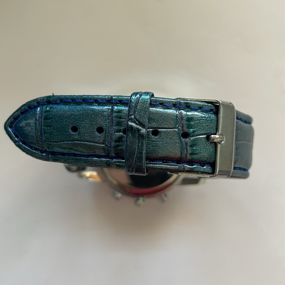 Men’s Sports Watch with Crocodile Effect Strap Blue - Picture 10 of 11